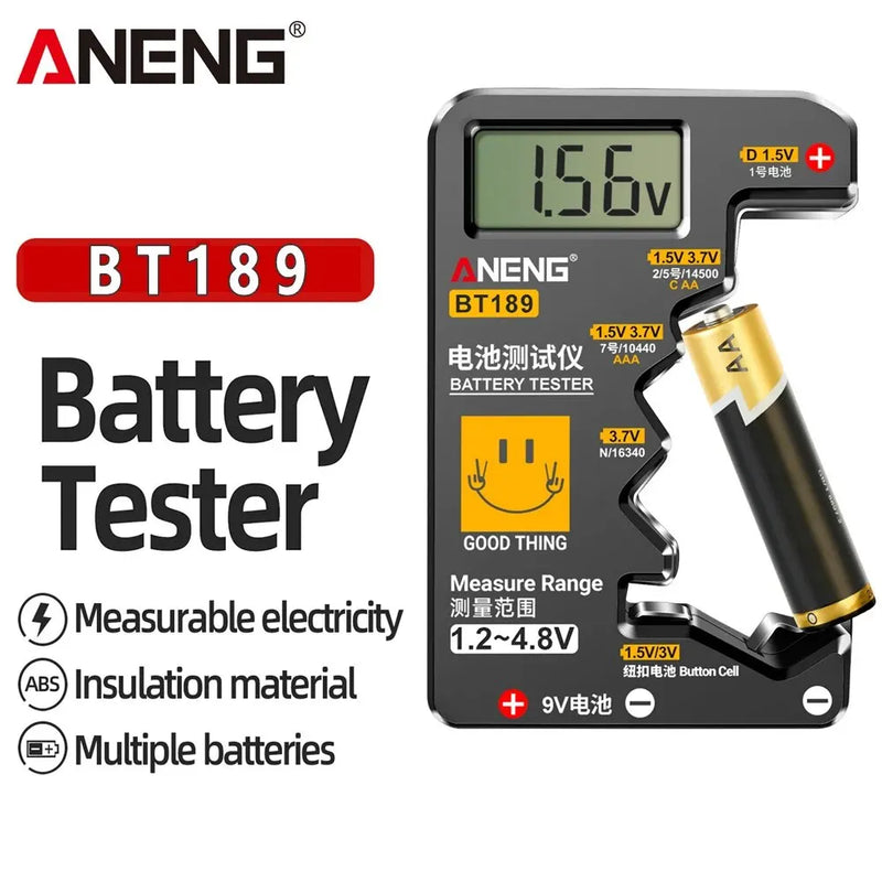 Testador de bateria de célula universal doméstico display LCD testador de bateria 9V ANENG BT189