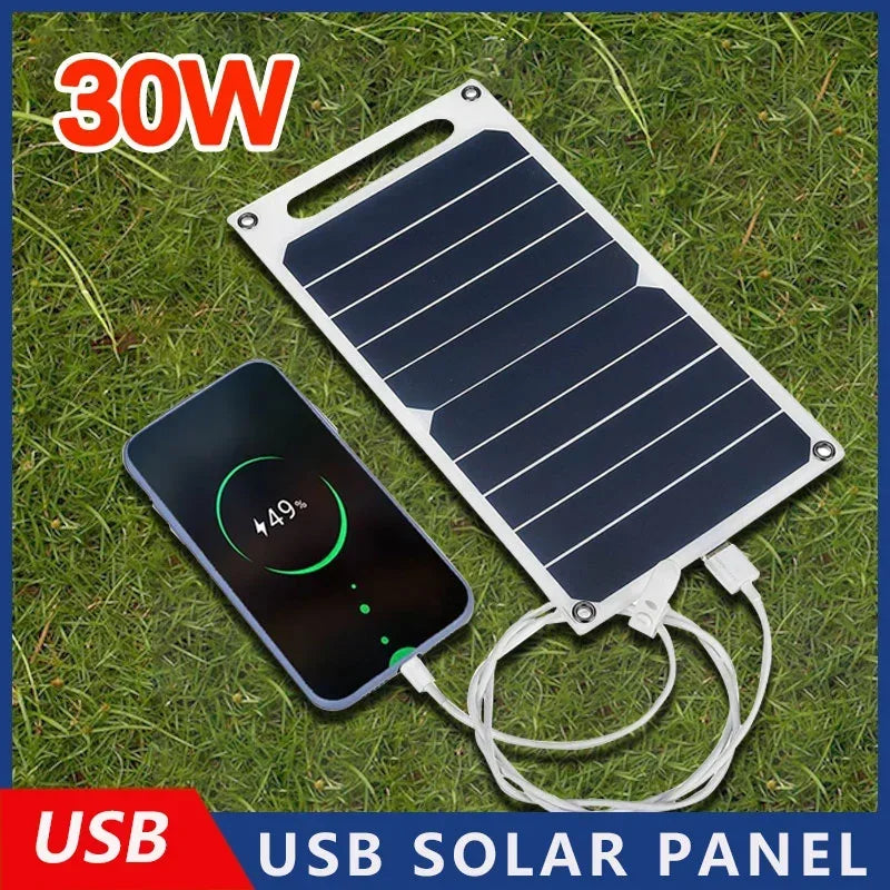 Painel solar com USB à prova d'água para caminhadas ao ar livre e acampamento bateria portátil para celular carregador de bateria painel de carregamento 6,8 V - 30 W