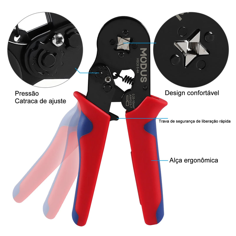 Alicate de Crimpagem e 1200pcs Terminais de 0,25-10 mm HSC8 6-4A